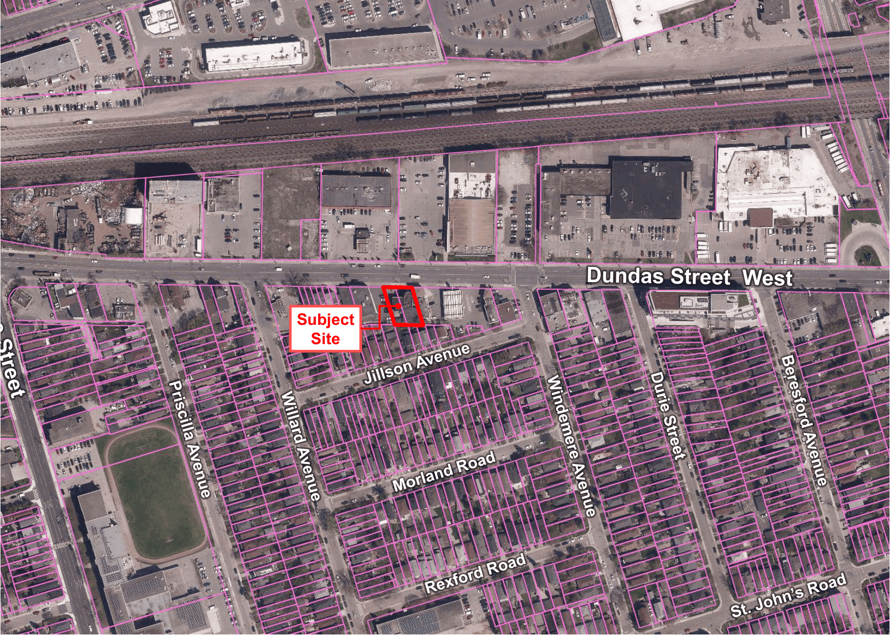 Dundas site location aerial map