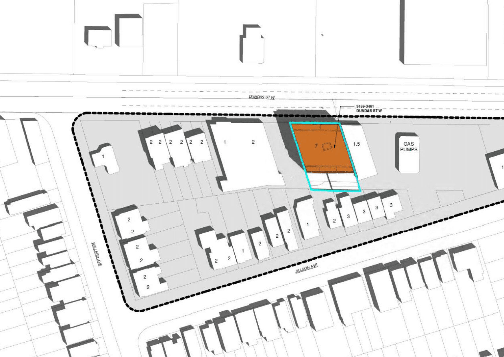 Dundas ground and roof level diagram